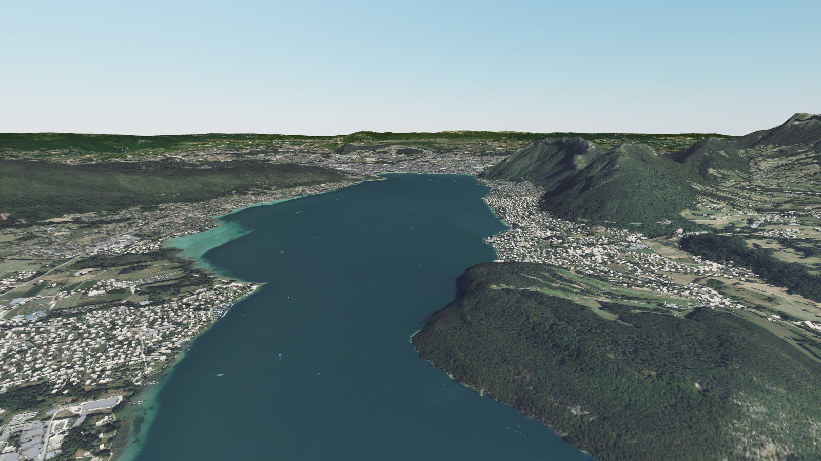 Le lac d'Annecy et ses montagnes vus d'avion dans Survol France
